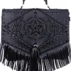 Czarna teczka, gotycka torba z frędzlami, pentagram"BOHO WITCH"-Restyle Online