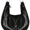 Czarna torebka Antlers duża torba na regulowanym pasku z porożem-Restyle Online