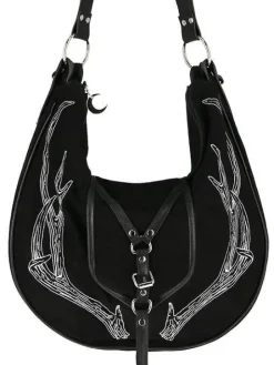 Czarna torebka Antlers duża torba na regulowanym pasku z porożem-Restyle Online