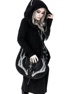 Czarna torebka Antlers duża torba na regulowanym pasku z porożem-Restyle Online