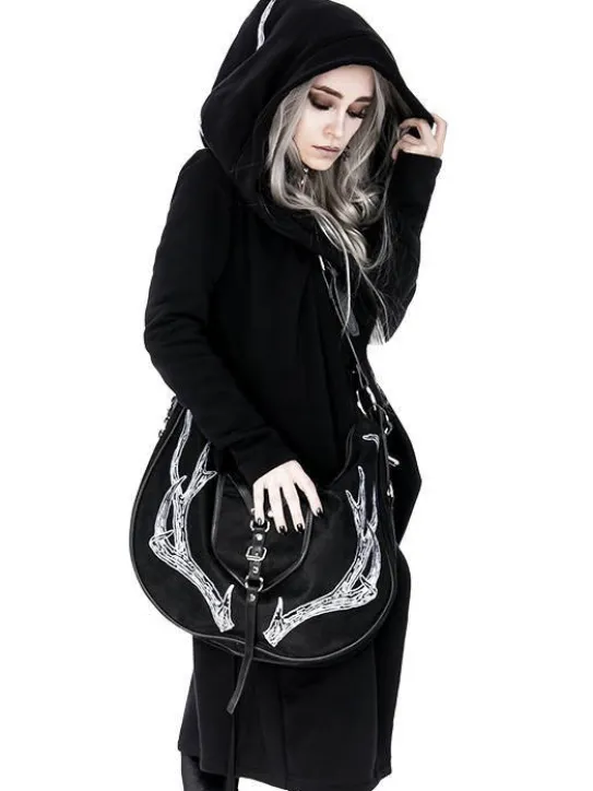 Czarna torebka Antlers duża torba na regulowanym pasku z porożem-Restyle Online