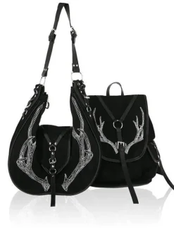 Czarna torebka Antlers duża torba na regulowanym pasku z porożem-Restyle Online