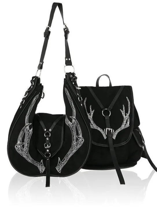 Czarna torebka Antlers duża torba na regulowanym pasku z porożem-Restyle Online