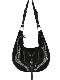 Czarna torebka Antlers duża torba na regulowanym pasku z porożem-Restyle Online