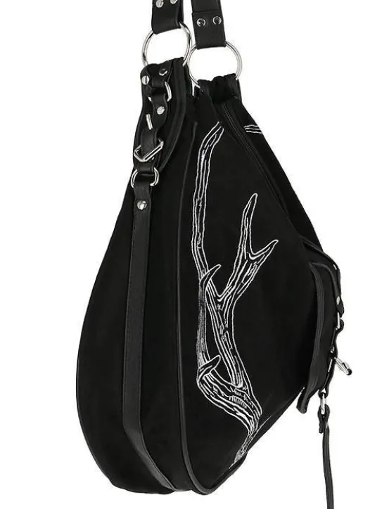 Czarna torebka Antlers duża torba na regulowanym pasku z porożem-Restyle Online