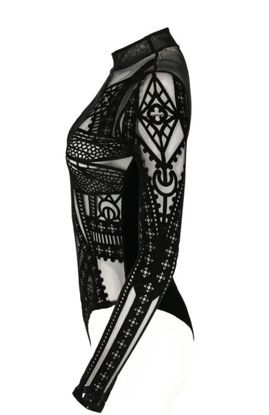 Czarne body z siateczki CATHEDRAL DRAGONFLY ważka i katedra-Restyle Outlet