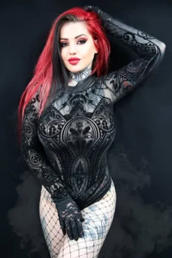 Czarne gotyckie body katedralne CATHEDRAL CORSET-Restyle Fashion