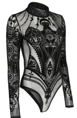 Czarne gotyckie body katedralne CATHEDRAL CORSET-Restyle Fashion
