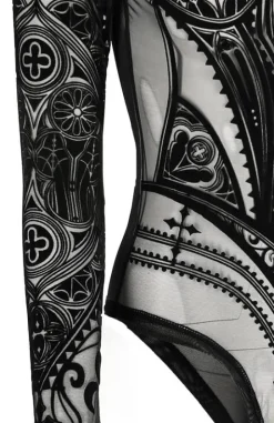 Czarne gotyckie body katedralne CATHEDRAL CORSET-Restyle Fashion