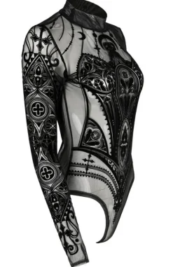 Czarne gotyckie body katedralne CATHEDRAL CORSET-Restyle Fashion