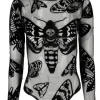 Czarne gotyckie body w ĆMY Death's head hawkmoth-Restyle Online