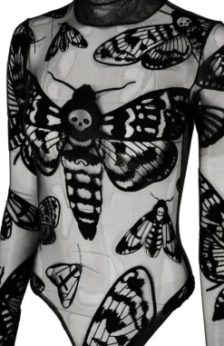 Czarne gotyckie body w ĆMY Death's head hawkmoth-Restyle Online