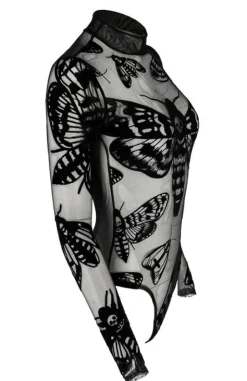 Czarne gotyckie body w ĆMY Death's head hawkmoth-Restyle Online