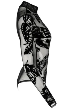 Czarne gotyckie body w ĆMY Death's head hawkmoth-Restyle Online