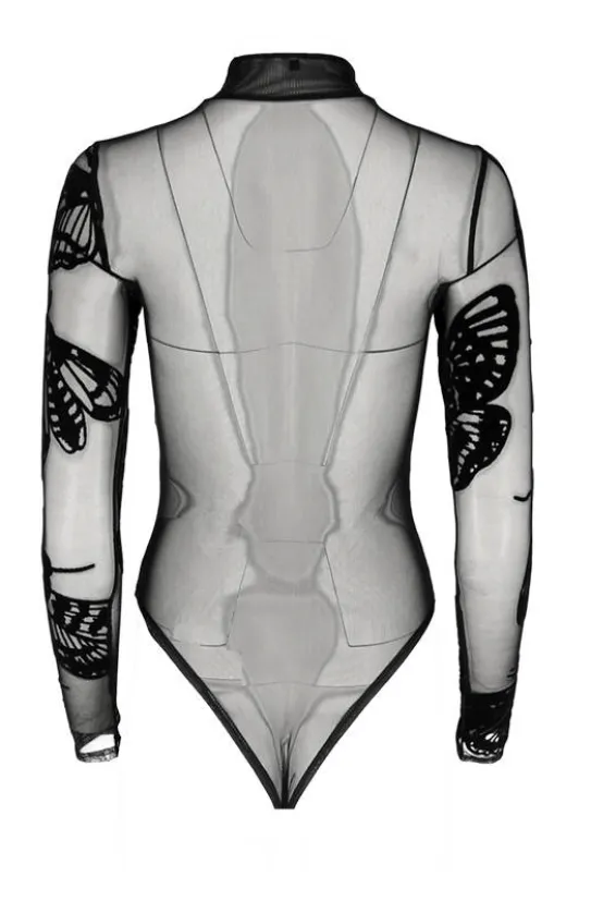 Czarne gotyckie body w ĆMY Death's head hawkmoth-Restyle Online