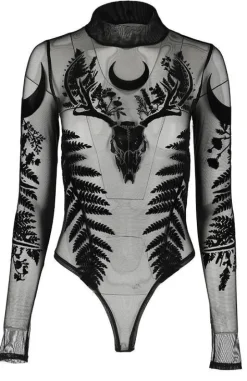 Czarne gotyckie body z siateczki FERN-Restyle Sale