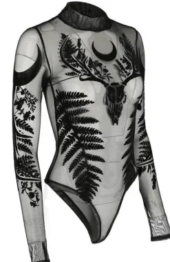 Czarne gotyckie body z siateczki FERN-Restyle Sale