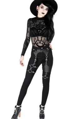 Czarne gotyckie body z siatki geometryczne MOON CHILD MESH BODY-Restyle Sale