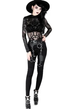 Czarne gotyckie body z siatki geometryczne MOON CHILD MESH BODY-Restyle Sale