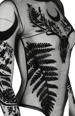 Czarne gotyckie body z siateczki FERN-Restyle Sale