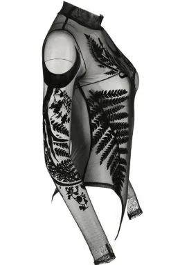 Czarne gotyckie body z siateczki FERN-Restyle Sale