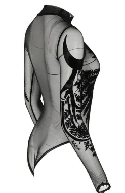 Czarne gotyckie body z siateczki FERN-Restyle Sale