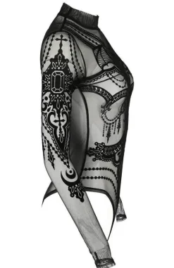 Czarne gotyckie body z siateczki nietoperz Jewel Bat-Restyle Outlet