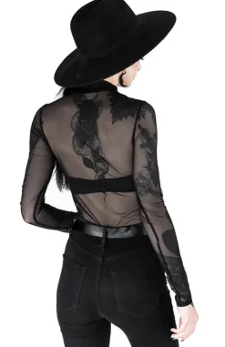Czarne gotyckie body z siatki geometryczne MOON CHILD MESH BODY-Restyle Sale