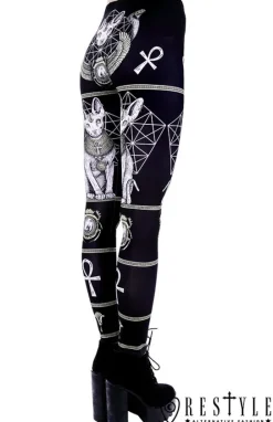 Czarne kocie legginsy, getry, sfinks, egipskie 
