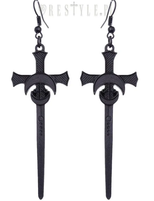 Czarne kolczyki miecze, księżyce "BLACK SWORDS"-Restyle Clearance