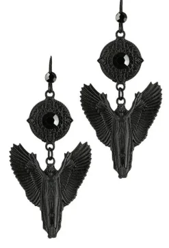 Czarne kolczyki na zamykanych biglach Black Angel Earrings-Restyle Sale