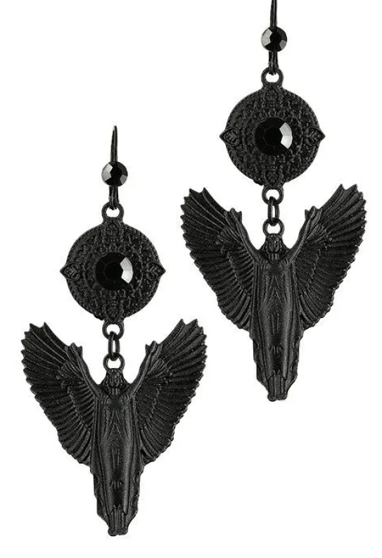 Czarne kolczyki na zamykanych biglach Black Angel Earrings-Restyle Sale
