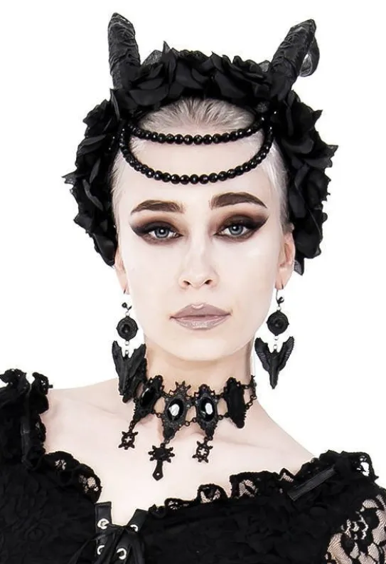 Czarne kolczyki na zamykanych biglach Black Angel Earrings-Restyle Sale
