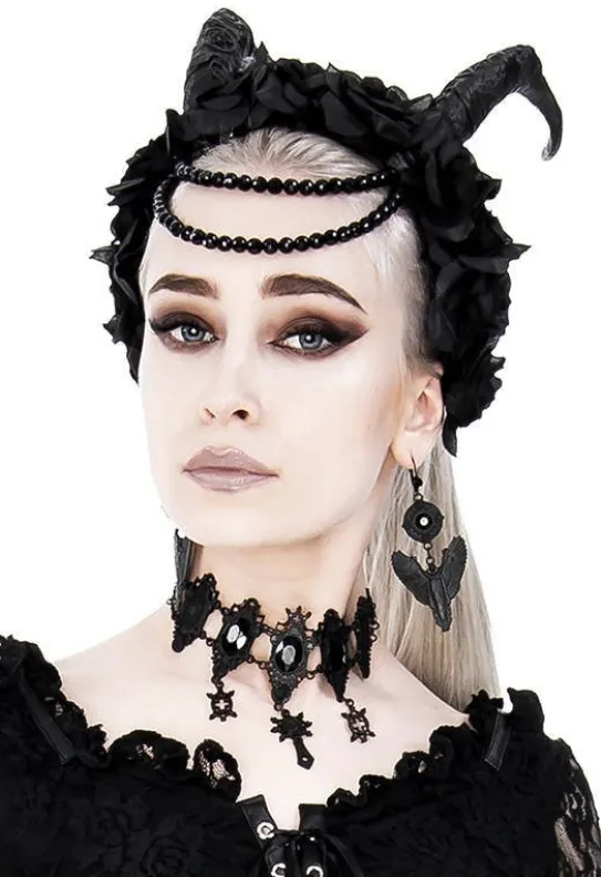 Czarne kolczyki na zamykanych biglach Black Angel Earrings-Restyle Sale