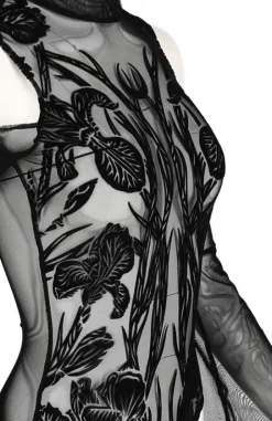 Czarne siateczkowe body z rozszerzanymi rękawami IRIS-Restyle Clearance