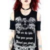 Czarny damski gotycki T-shirt cold shoulder We are the kids-Restyle New