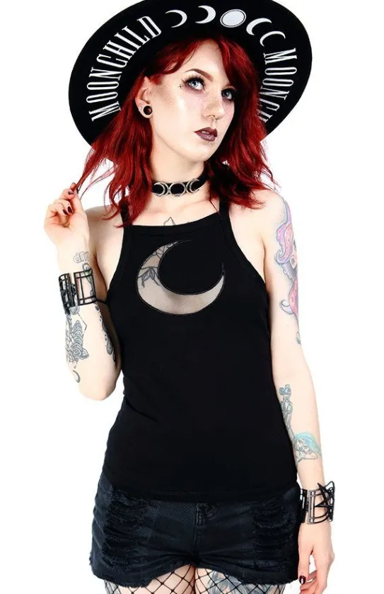 Czarny damski top Mesh Moon-Restyle New