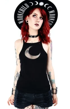 Czarny damski top Mesh Moon-Restyle New