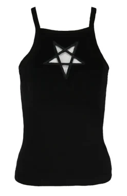 Czarny damski top Mesh Pentagram-Restyle Online