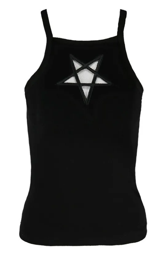 Czarny damski top Mesh Pentagram-Restyle Online