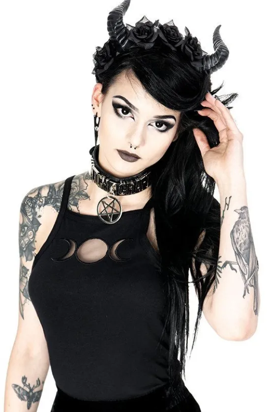 Czarny damski top Triple Goddess-Restyle Clearance