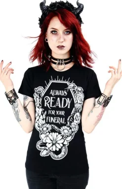 Czarny damski T-shirt Always Ready For Your Funeral-Restyle Outlet