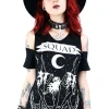 Czarny damski T-shirt cold shoulder Squad Goals-Restyle Clearance