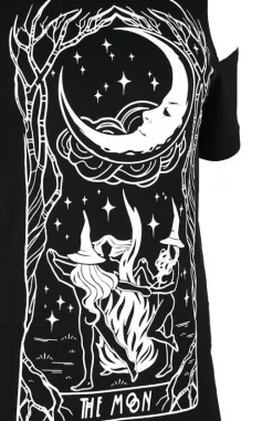 Czarny damski T-shirt cold shoulder Witches Chant czarownice-Restyle Best