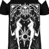 Czarny damski T-shirt Czarodziejki COVEN COLD SHOULDER-Restyle Clearance