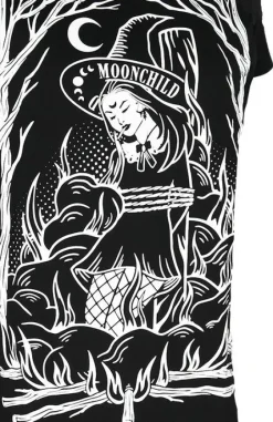 Czarny damski T-shirt gotycki BURN THE WITCH COLD SHOULDER-Restyle Sale