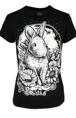 Czarny damski T-shirt Moon Bunny-Restyle Clearance