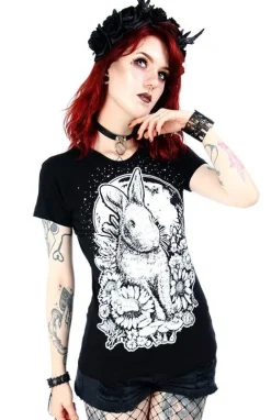 Czarny damski T-shirt Moon Bunny-Restyle Clearance