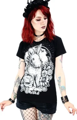 Czarny damski T-shirt Moon Bunny-Restyle Clearance
