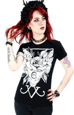 Czarny damski T-shirt Threeheaded cat-Restyle Outlet